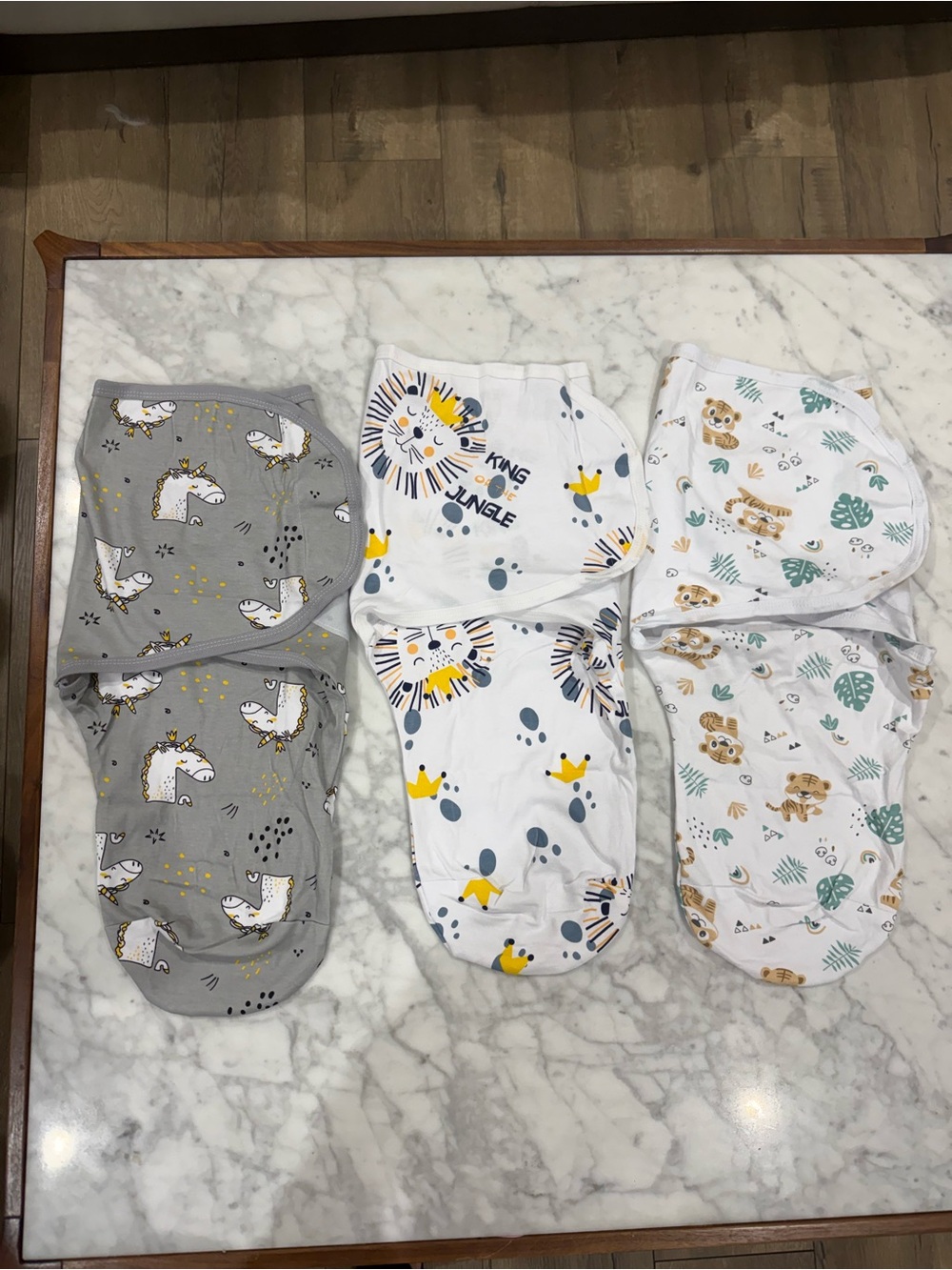 Baby boy cotton Swaddle Wraps - Unicorn, Lion & Sloth Prints - Multi Color